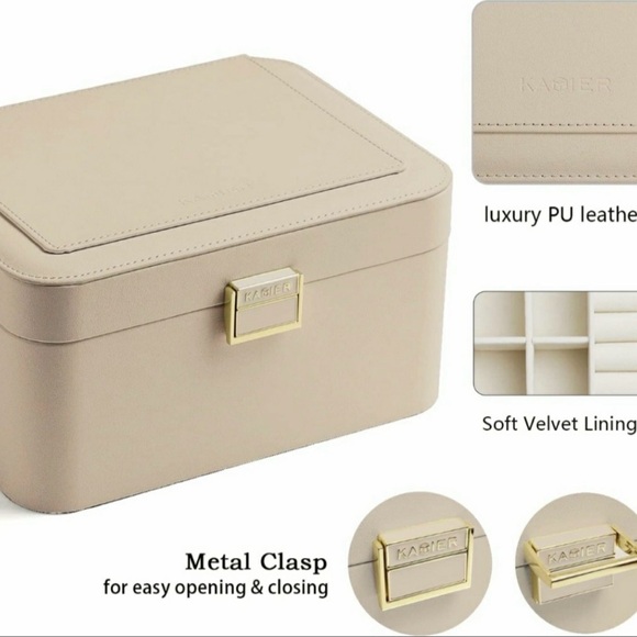 Kamier 2-Tier Beige Jewelry Box with Mirror - Picture 5 of 11